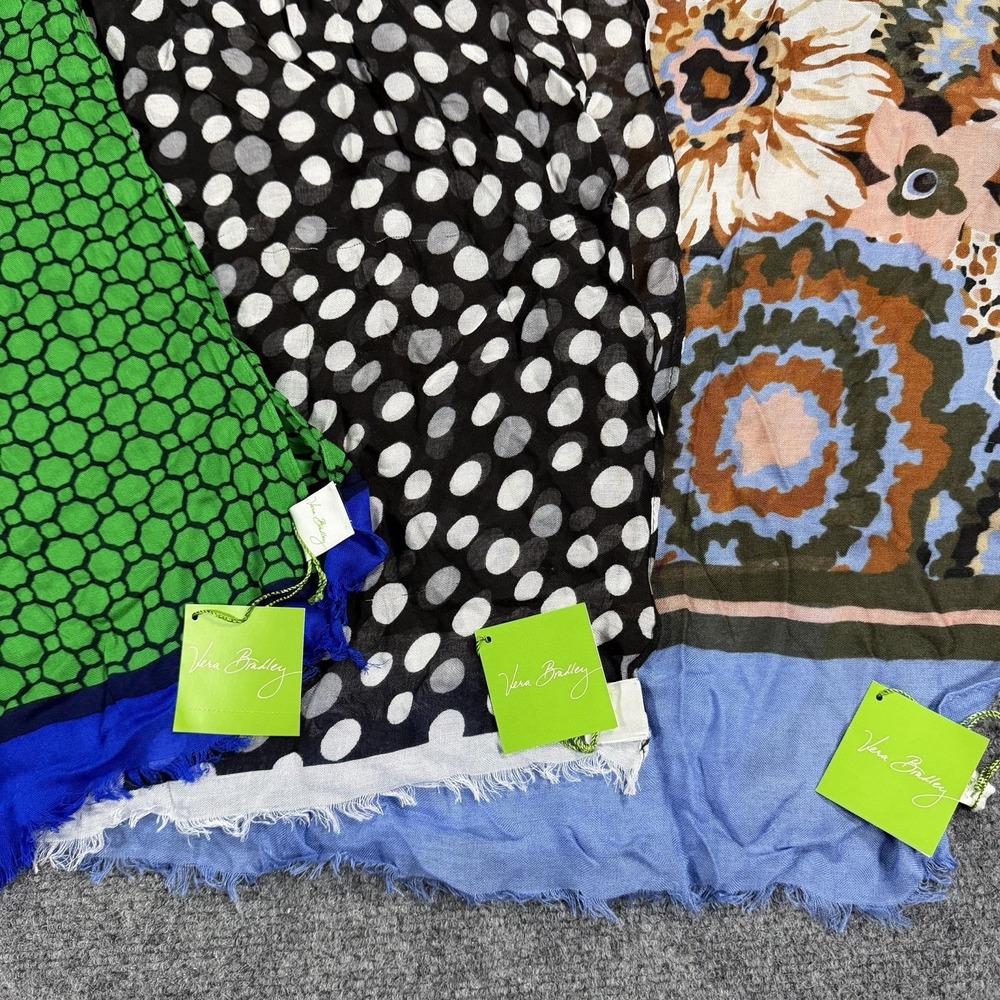 Vera‎ Bradley Soft Fringe Scarf Bundle Lot Of 3 Rayon 68x26 Long Rectangle NEW